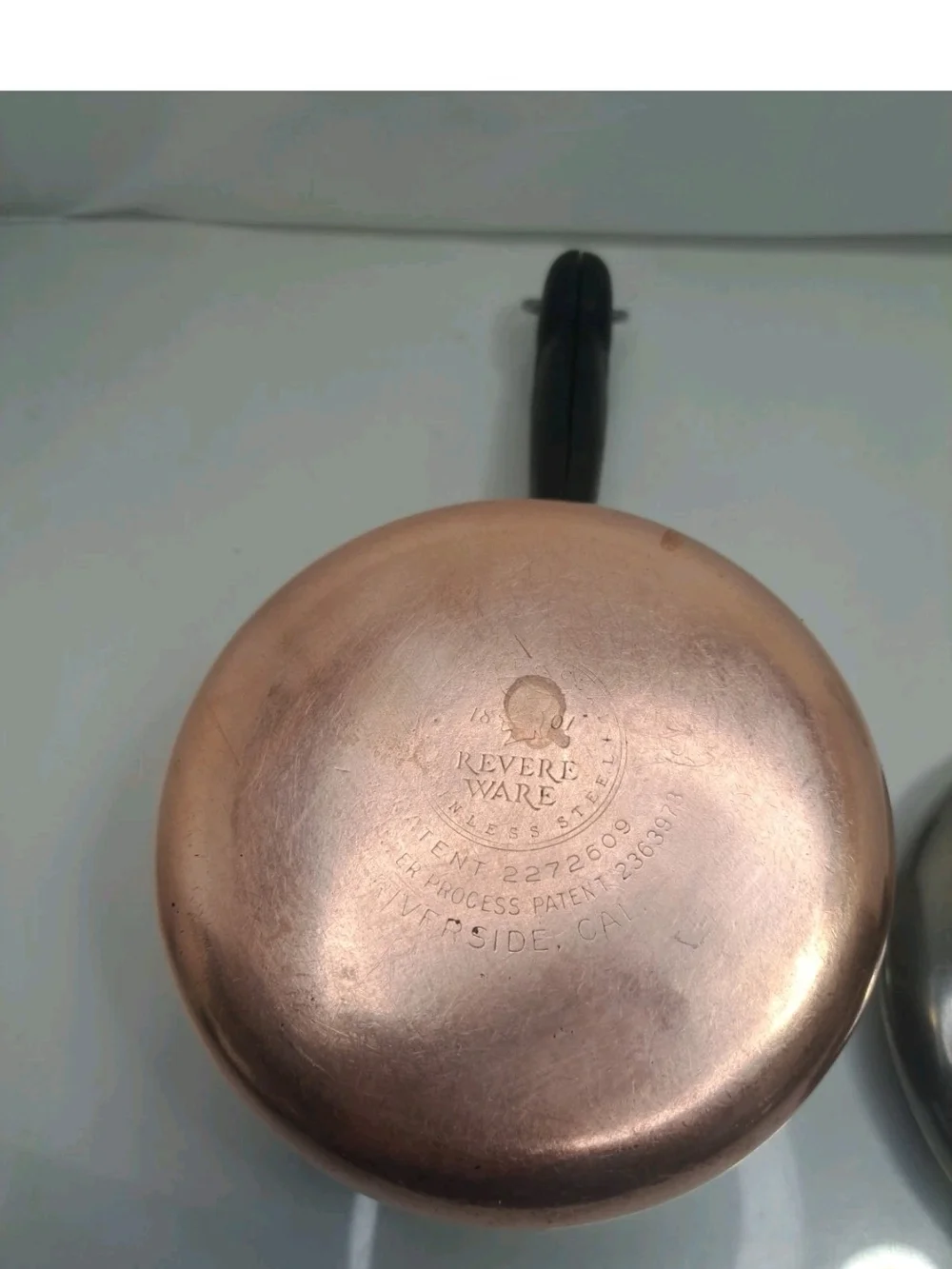 VINTAGE Revere Ware 1.5 qt Copper Bottom Saucepan w/Lid Riverside CA